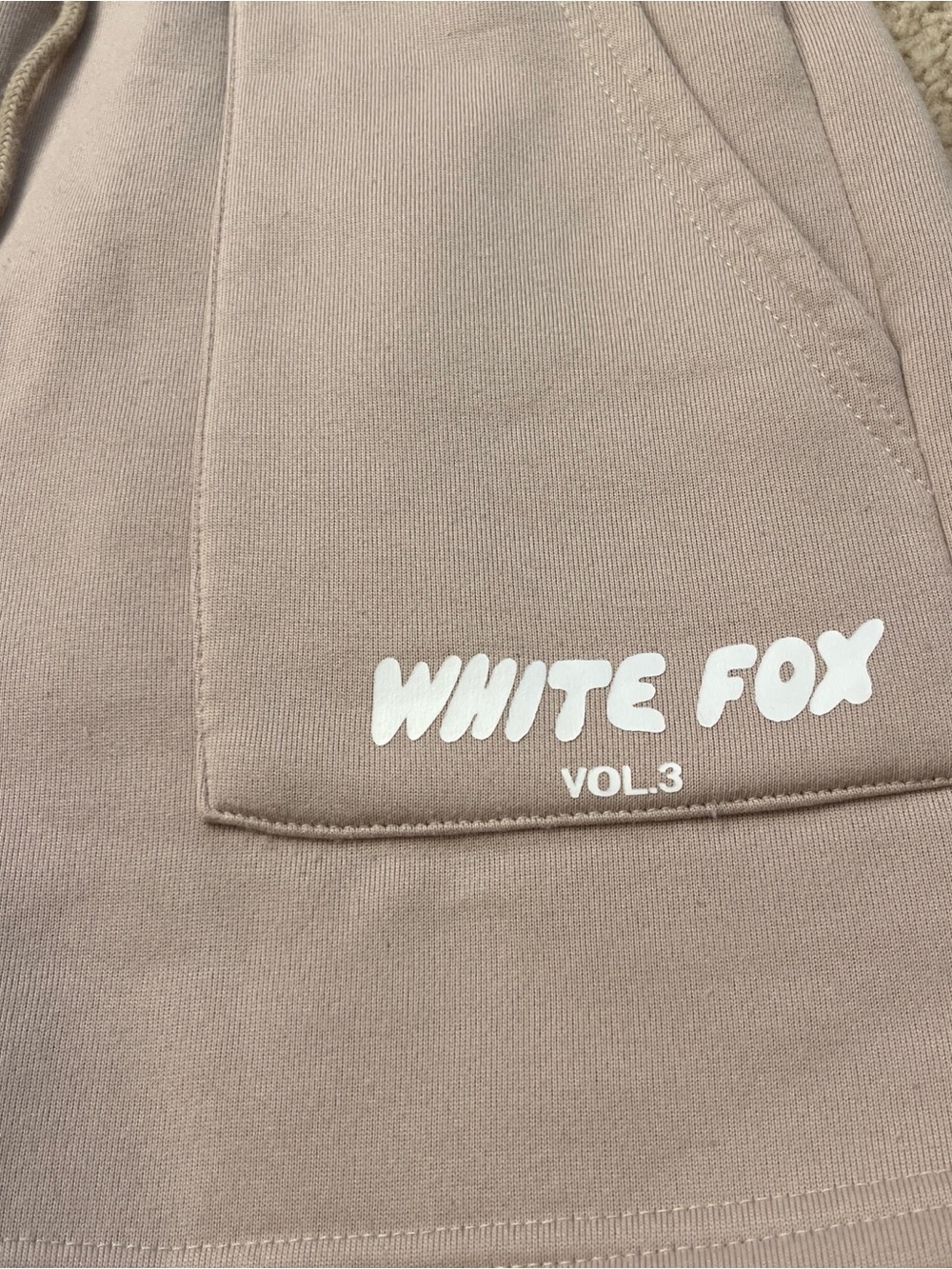 White Fox Boutique Light Taupe Drawstring Athletic Shorts - Picture 2 of 3